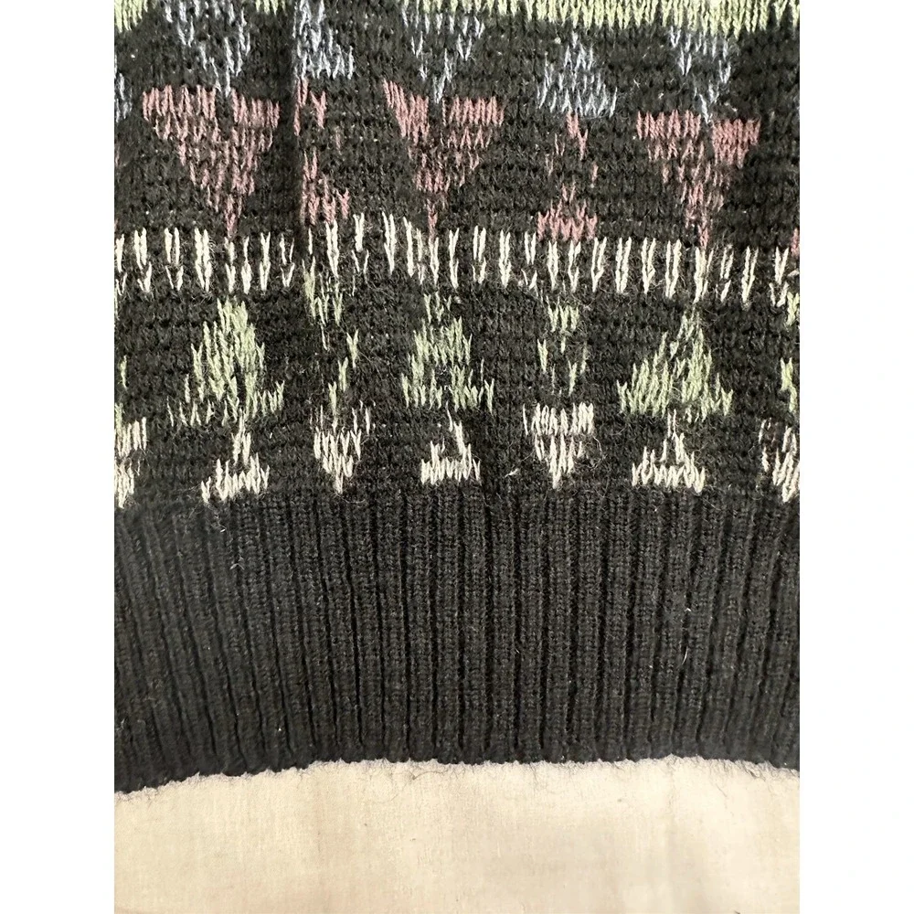 Vintage 80s Sweater‎ Men's M Geometric Purple Black Sir William